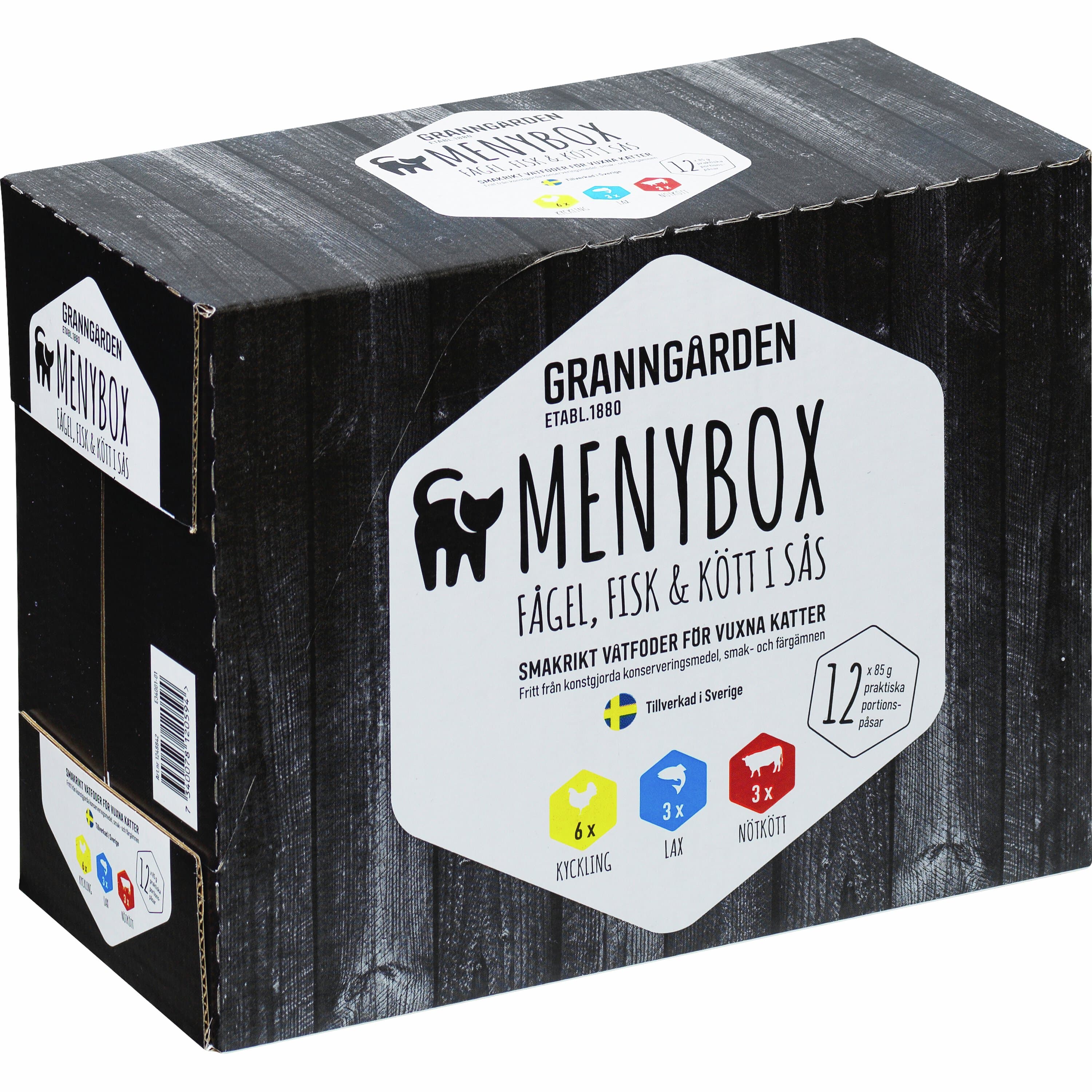 Granngården Kattmat Granngården Adult Menybox Kött/Fisk i sås 12x85g