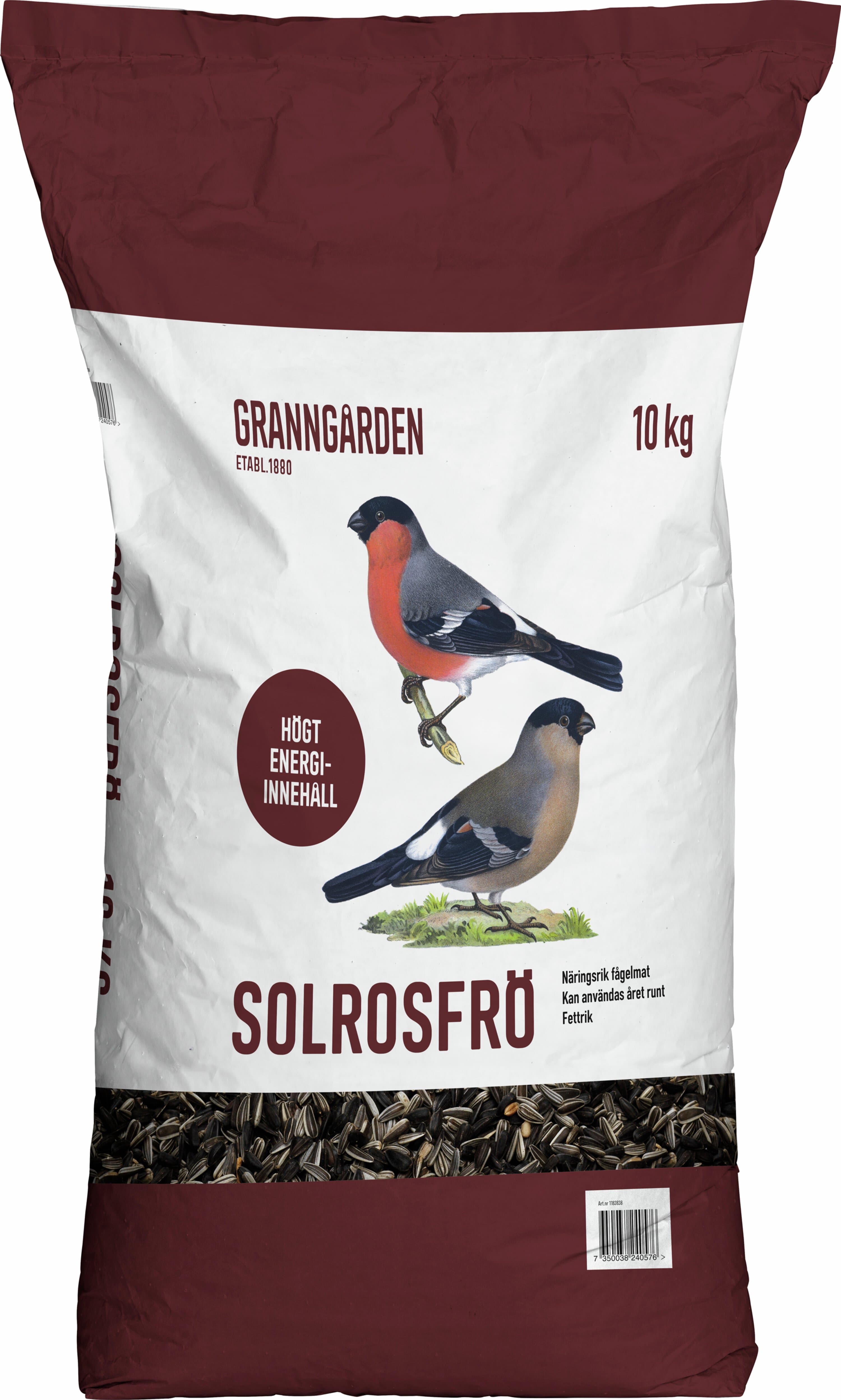 Granngården Fågelmat Granngården Solrosfrö Strimmiga+Svarta 10kg